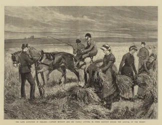 Die Landagitation in Irland, Captain Boycott und seine Familie holen ihre Ernte ein vor der Ankunft der Truppen